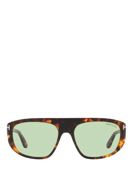 TOM FORD TR001533 Unisex Oval Sunglasses, Havana/Green - view 2, Havana/Green