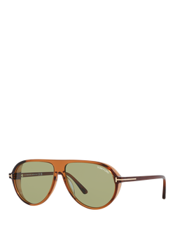 TOM FORD TR001631 Men's Aviator Sunglasses, Brown/Green, Brown/Green