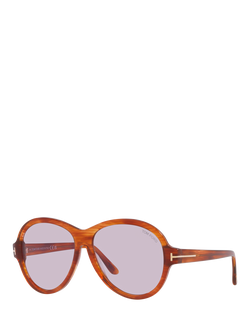 TOM FORD TR001640 Women's Aviator Sunglasses, Light Brown/Lilac, Light Brown/Lilac