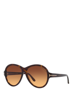 TOM FORD TR001640 Women's Aviator Sunglasses, Black Tortoise/Brown Gradient, Black Tortoise/Brown Gradient