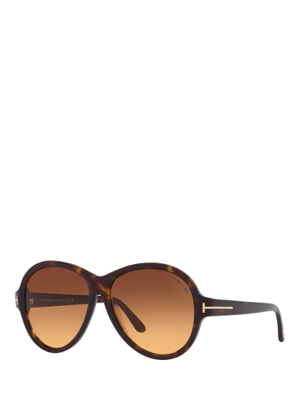 TOM FORD TR001640 Women's Aviator Sunglasses, Black Tortoise/Brown Gradient, Black Tortoise/Brown Gradient