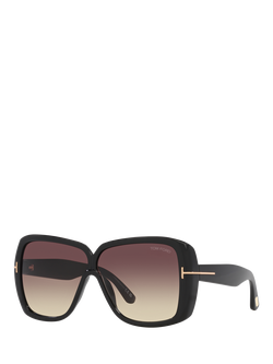 TOM FORD TR001643 Women's Butterfly Sunglasses, Shiny Black/Brown Gradient, Shiny Black/Brown Gradient