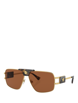 Versace VE2251 Men's Square Sunglasses, Gold/Brown, Gold/Brown
