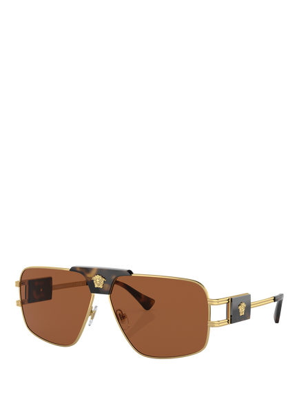 Versace VE2251 Men's Square Sunglasses, Gold/Brown, Gold/Brown
