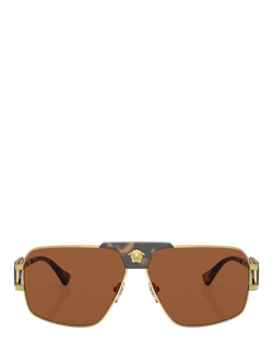 Versace VE2251 Men's Square Sunglasses, Gold/Brown - view 2, Gold/Brown