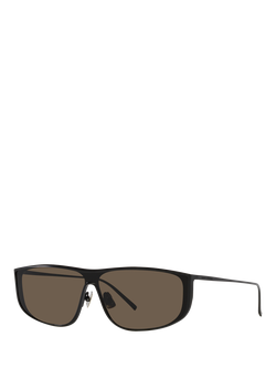 Yves Saint Laurent YS000480 Unisex Rectangular Sunglasses, Black/Brown, Black/Brown