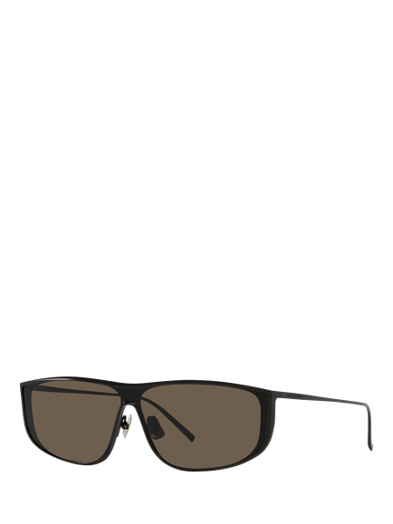Yves Saint Laurent YS000480 Unisex Rectangular Sunglasses, Black/Brown, Black/Brown
