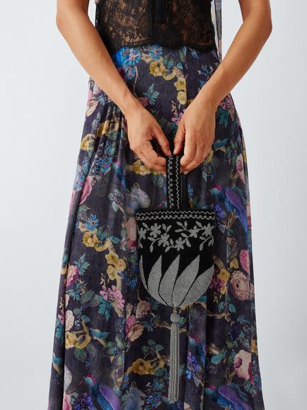 John Lewis x RIXO Aris Beaded Grab Bag, Black - view 2, Black