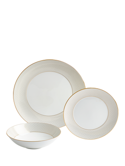 Wedgwood Gio Gold Bone China Dinnerware Set, 12 Piece, White/Gold, White