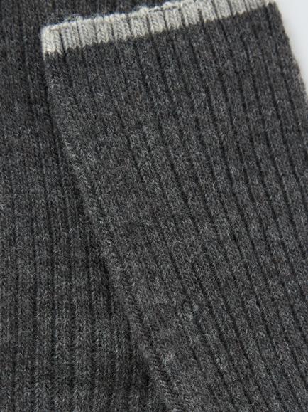 John Lewis Ribbed Contrast Heel & Toe with Cashmere Ankle Socks - view 2, Grey