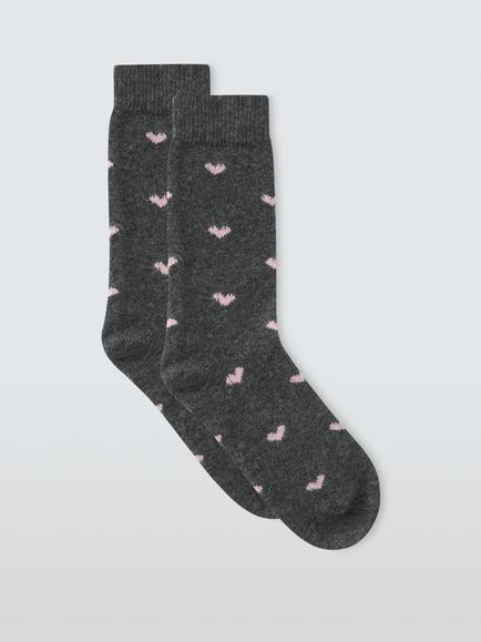 John Lewis Heart Ankle Socks, Grey