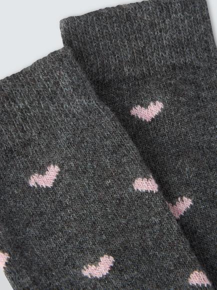 John Lewis Heart Ankle Socks - view 2, Grey