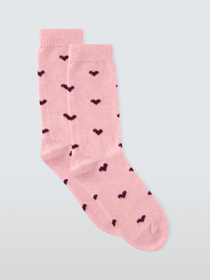 John Lewis Heart Ankle Socks, Pink