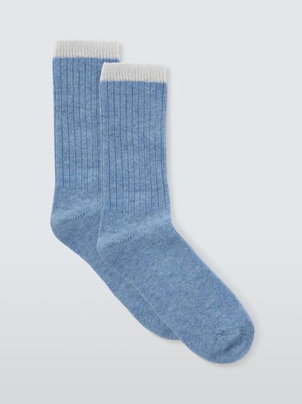 John Lewis Sparkle Tip Ankle Socks, Blue