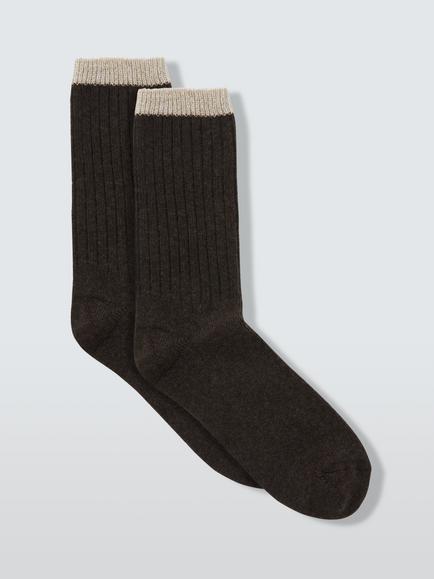John Lewis Sparkle Tip Ankle Socks, Chocolate