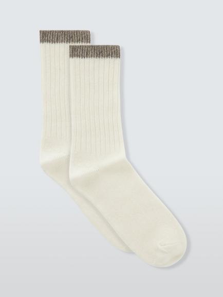 John Lewis Sparkle Tip Ankle Socks, Cream