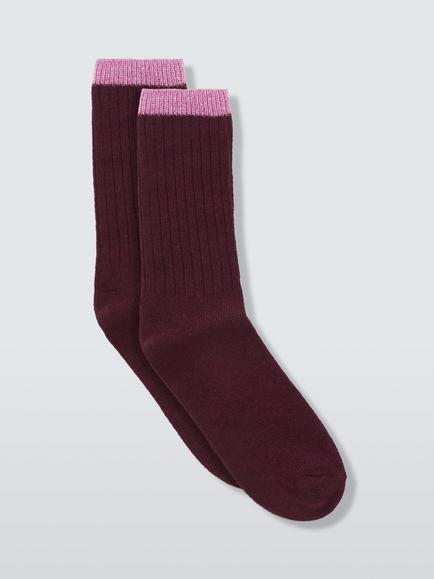 John Lewis Sparkle Tip with Cashmere Ankle Socks, Fig