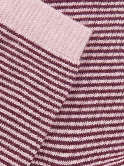 John Lewis Stripe Ankle Socks - view 2, Fig/Pink
