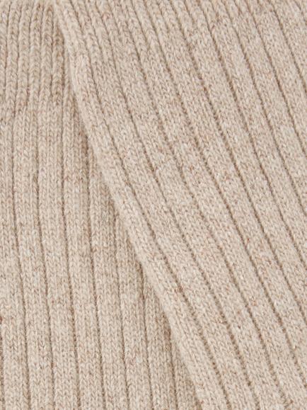 John Lewis Chunky Rib Wool Blend Ankle Socks - view 2, Beige