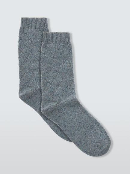 John Lewis Diamond Wool Blend Ankle Socks, Grey