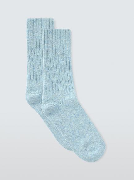John Lewis Glitter Wool Blend Ankle Socks, Blue