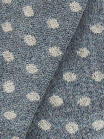 John Lewis Polka Dot Wool Blend Ankle Socks - view 2, Denim/Teal