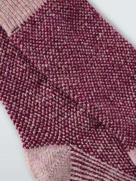 John Lewis Textured Wool Blend Ankle Socks - view 2, Pink