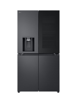 LG OUTLET InstaView GMK960EV2E Freestanding 60/40 French Fridge Freezer, Like New, Black Steel, Black Steel