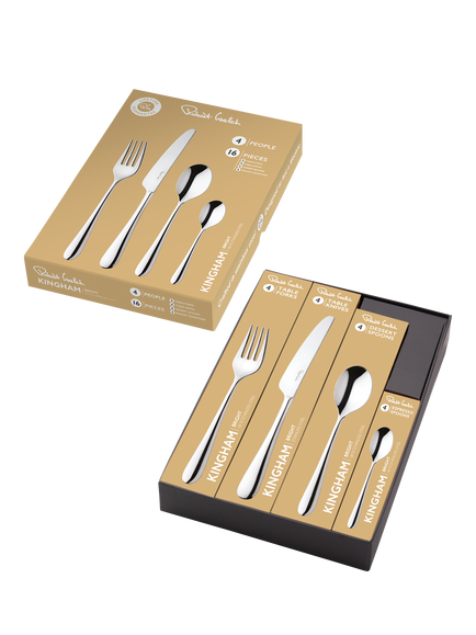 Robert Welch Kingham Bright Stainless Steel Cutlery Set, 16 Piece/4 Place Settings - view 2, Silver