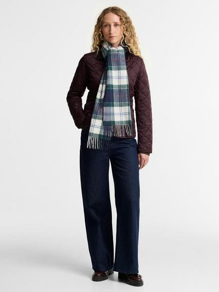Barbour Wool Rich with Cashmere Tartan Scarf, Evergreen - view 2, Evergreen Tartan