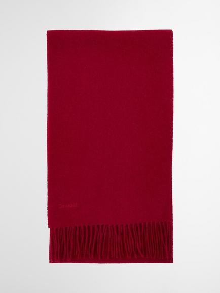 Barbour Pure Lambswool Woven Scarf, Wine - view 2, Wine