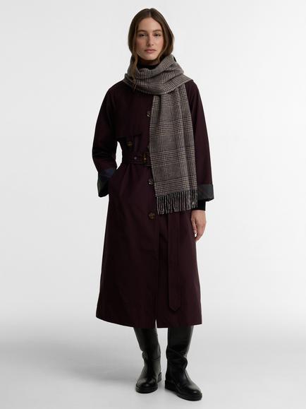 Barbour Mya Pure Wool Check Reversible Scarf, Mocha - view 2, Mocha