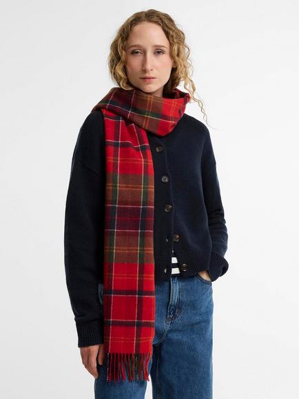 Barbour Serena Wool Scarf, Cardinal/Tartan - view 2, Cardinal/Tartan