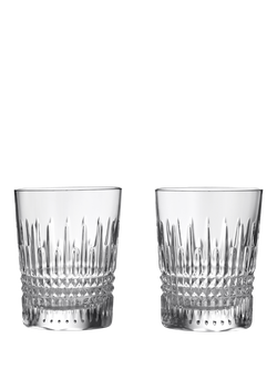 Waterford Crystal Lismore Diamond Cut Glass Double Old Fashioned Whiskey Tumbler, Set of 2, 310ml, Clear, Clear