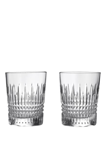 Waterford Crystal Lismore Diamond Cut Glass Double Old Fashioned Whiskey Tumbler, Set of 2, 310ml, Clear, Clear