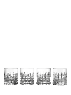 Waterford Crystal Lismore Connoisseur Diamond Cut Glass Straight Sided Whiskey Tumbler, Set of 4, 180ml, Clear, Clear