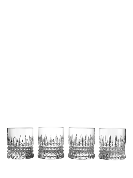 Waterford Crystal Lismore Connoisseur Diamond Cut Glass Straight Sided Whiskey Tumbler, Set of 4, 180ml, Clear, Clear