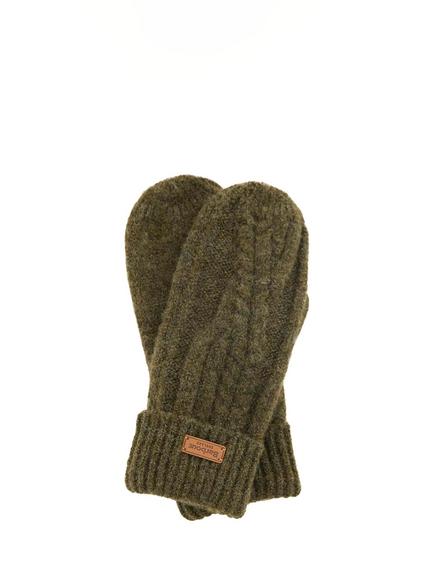 Barbour Elsdon Cable Knit Mittens, Olive, Olive