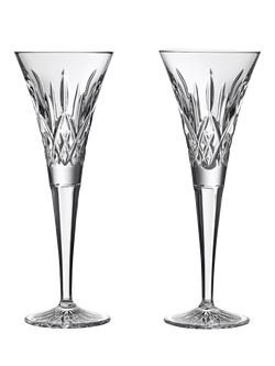 Waterford Crystal Lismore Cut Glass Champagne Toasting Flute, Set of 2, 170ml, Clear, Clear