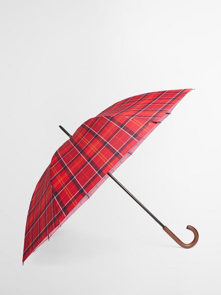 Barbour Wood Handle Umbrella, Cardinal Tartan - view 2, Cardinal Tartan