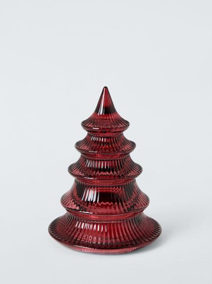 John Lewis Ribbed Glass Tree Room Decoration, H16cm, Green