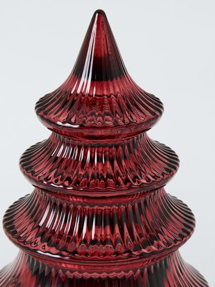John Lewis Ribbed Glass Tree Room Decoration, H16cm - view 2, Green