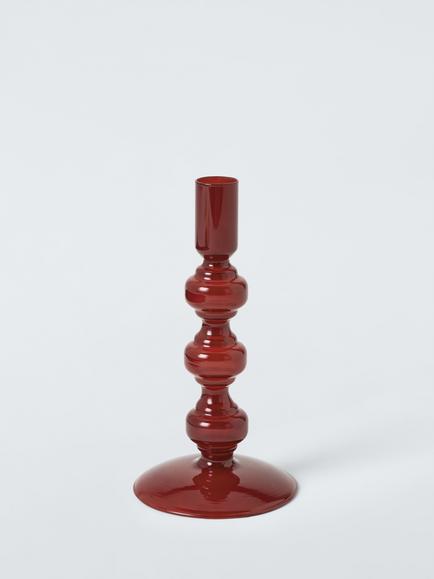 John Lewis Glass Bobble Candle Holder, Red