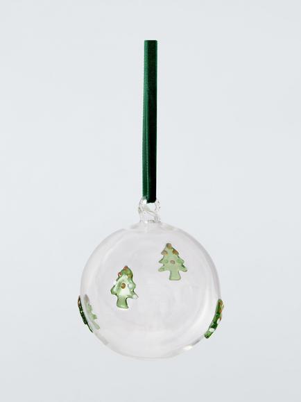 John Lewis Candy Tree Inlay Bauble, Clear/Green, Green/White
