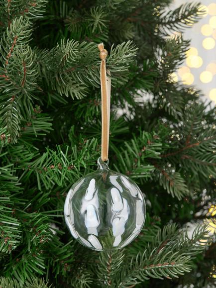 John Lewis The Connoisseur Round Confetti Bauble, White - view 2, White