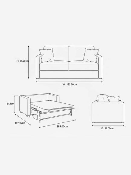 John Lewis Slumber Modern Large 3 Seater Sofa Bed, Blue Teal - view 2, Blue Teal
