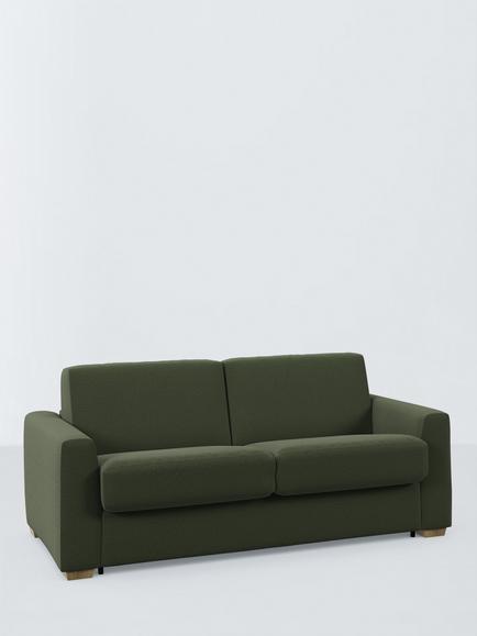 John Lewis Slumber Large 3 Seater Sofa Bed, Light Leg, Green Olive, Green Olive
