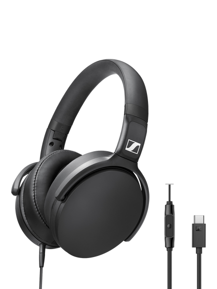 Sennheiser HD 400U Over-Ear Headphones with Mic/Remote, USB-C Connection, Black, Black