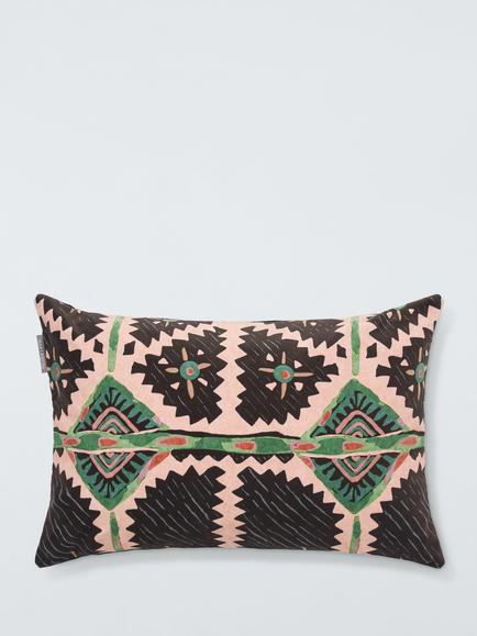 Harlequin Brocha Abstract Cushion, Forest/Midnight, Blush