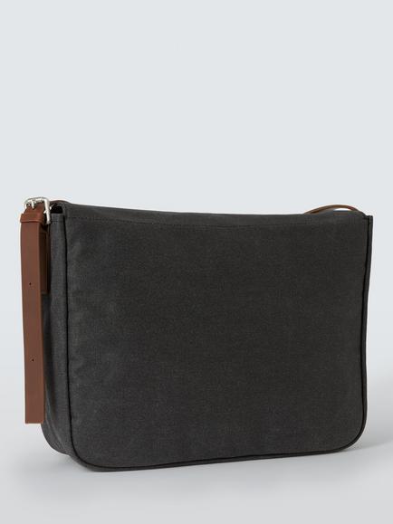 John Lewis Leon Canvas Messenger Bag, Black - view 2, Black